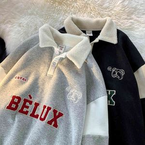 2022 nieuwe hoodies vrouwen polo kraag pluche trui dames herfst winter verdikte losse ontwerpprogramma's