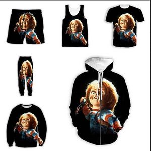 Sweat-shirt/T-shirt/sweat à capuche/gilet/pantalon/short du film d'horreur Chucky imprimé en 3D pour hommes/femmes, nouveau modèle 2022, GG06