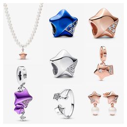 2022 Nouveau en hiver 925 en argent sterling Lucky Star Series Guardian Preference Star Charms Perles Fit Bracelets Colliers DIY Cadeau de Noël pour fille