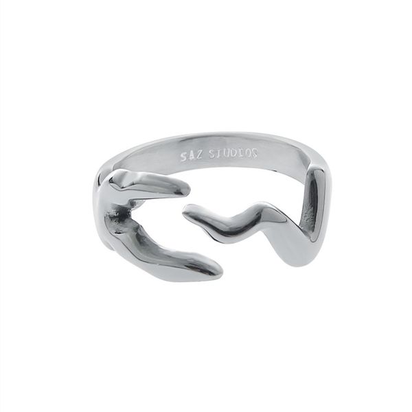 Anillo Irregular para hombre y mujer, líneas de diseño de nicho, moda urbana hip hop, combina con todo, accesorios de marca de acero de titanio, novedad de 2022