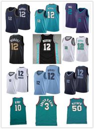 2022 Nouveau Ja 12 Morant LaMelo 2 Ball Mike 10 Bibby Basketball Jersey Mens Shareef 3 Abdur-Rahim 50 Reeves Retro Vert Blanc Noir