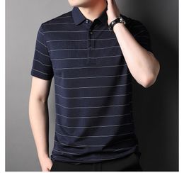 Polo d'été Jacquard à manches courtes pour homme, haut de luxe en soie de mûrier, décontracté, Simple, Golf, 2022