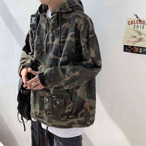 2022 Nieuwe Koreaanse stijl Hip Hop Militaire camouflage Hoodie Hoogwaardige Streetwear Tactical Jacket Pullover Tracksuit