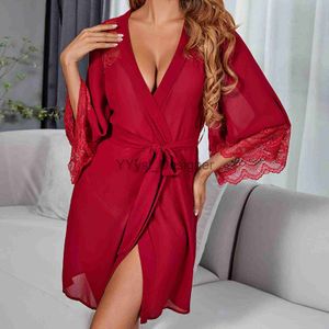 2022 Nuevo encaje Kimono Robe Albornoz Mujeres Seda Dama de honor Robes Sexy Red Robes Satin Robe Ladies Vestidos X0822