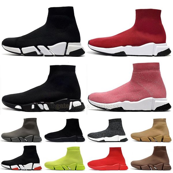 2023 Nueva moda botines para hombre para mujer famoso lujo al aire libre calcetín zapatos balencaigas entrenadores negro blanco graffiti marrón beige rosa gris tobillo botines us12