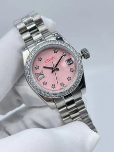 Montre-bracelet en diamant rose pour femmes, automatique, mécanique, boîte en acier inoxydable, 28mm, nouvelle collection 2022