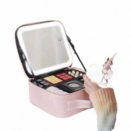 2022 Nouveau cas cosmétique éclairé avec miroir LED Sac cosmétique portable Boîte de rangement de maquillage de grande capacité F7jM #