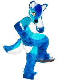 2022 nouvelle longue fourrure Husky chien renard mascotte Costume Fursuit Halloween fourrure Costume fête dessin animé tenues habiller