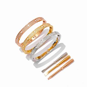 2022 nouveaux bracelets à vis Love bracelets avec plein de diamants CZ argent bracelet en or rose avec tournevis Bracelet pour les amoureux Bijoux en acier au titane