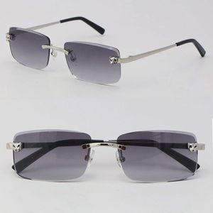 2022 Nuevo lente de corte de diamante de lujo Cheetah Head Metal Rimless 0147S Sun Glasses Modelo de diseñador Conducción Unisex Man Woman Mujer 18K Gold Square Frames Tamaño: 57-18-140 mm