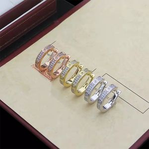 2022 nouveau luxe Double rangée diamant boucles d'oreilles mode amour boucles d'oreilles pour les femmes de haute qualité 316L titane acier boucle d'oreille bijoux