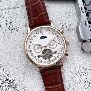 2022 Nouvelles montres de luxe pour hommes Tourbillon Automatique Montre mécanique Designer de haute qualité Européenne Top Marque Phase de Lune Bracelet en cuir Mode Cadeau Style deux