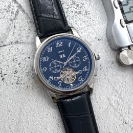 Nouveau luxe 2023 montre pour hommes Tuo volant d'inertie cinq aiguilles montre mécanique automatique concepteur de haute qualité européenne haut marque bracelet de montre en cuir mode cadeau style