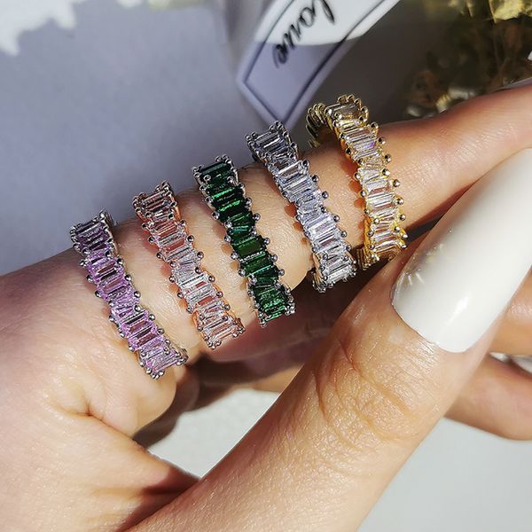 2022 nuevo anillo de lujo de banda de eternidad de princesa de Color oro rosa y plata para mujer, joyería de regalo de aniversario para mujer, venta al por mayor