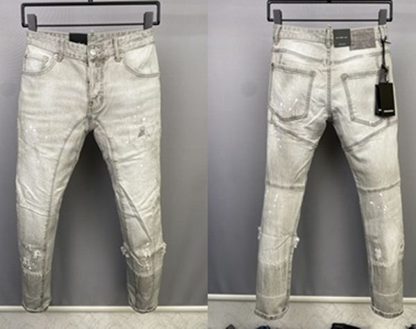 2022 nouveaux hommes Jeans trou bleu clair gris foncé Italie marque homme pantalons longs pantalons Streetwear denim Skinny Slim droite Biker Jean pour D2 Top qualité taille 28-38 A11