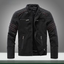 2022 nouveaux hommes vestes en cuir chaud polaire décontracté moto veste en cuir synthétique polyuréthane hommes Slim Fit Bomber vêtements d'extérieur manteau Faux cuir vêtements