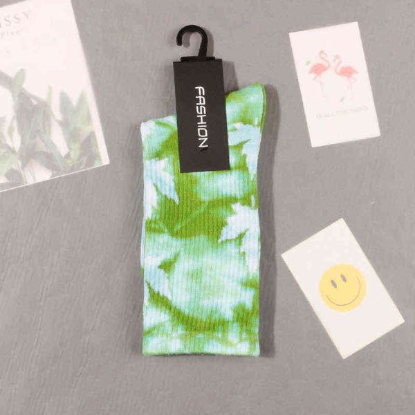 2022 nouveaux hommes et femmes Long Tube tie-dye feuille d'érable basket-ball chaussettes Couple haut Tube tie-dye Sockb 5b