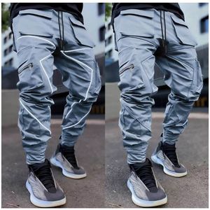 2023 nouveaux hommes décontracté Cargo pantalon ample grande taille rayé multi poche sport Fitness Hip Hop Jogging pantalon S-3XL