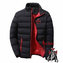 2022 Nouveaux hommes Templar Impression Fi Solide Survêtement Épaissir Zipper Cott Vêtements Hiver Chaud Loisirs Veste Manteau c5kd #
