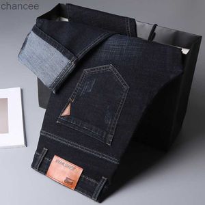 2022 Nieuwe Stretch Regular Fit Jeans Voor Heren Business Casual Klassieke Stijl Mode Denim Broek Heren Zwart Blauw Grijs Broek HKD230829