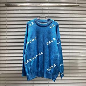 2022 Nouveaux pulls pour hommes Designer Femme Tricot Crow Col Femme Mode Lettre Noir Vêtements à manches longues Pull surdimensionné Bleu Top