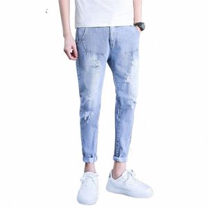 2022 Nieuwe Mannen Stretch Skinny Jeans Mannelijke Designer Merk Super Elastische Rechte Broek Jeans Slim Fit Fi Ripped Jeans 17PH #