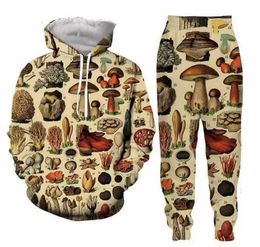 2022 Nieuwe Mannen / Womens Mushroom Collage Grappige 3D Print Fashion Trainingspakken Hip Hop Broek + Hoodies OK025