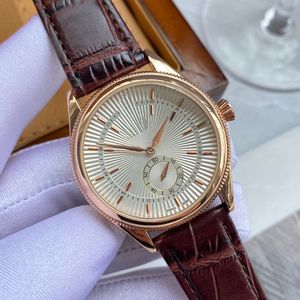 2022 Nieuwe Mens Casual Horloges Subdials Werk Quartz Beweging Bruin Lederen Rose Gold Watch Montre de Luxe