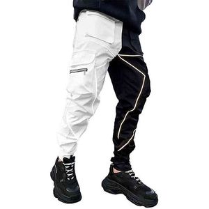 2022 Nouveaux pantalons cargo réfléchissants pour hommes Hip Hop Techwear Harem Pant Jogger Pantalons de survêtement avec poches Jogging Punk Techwear Pantalon G220224