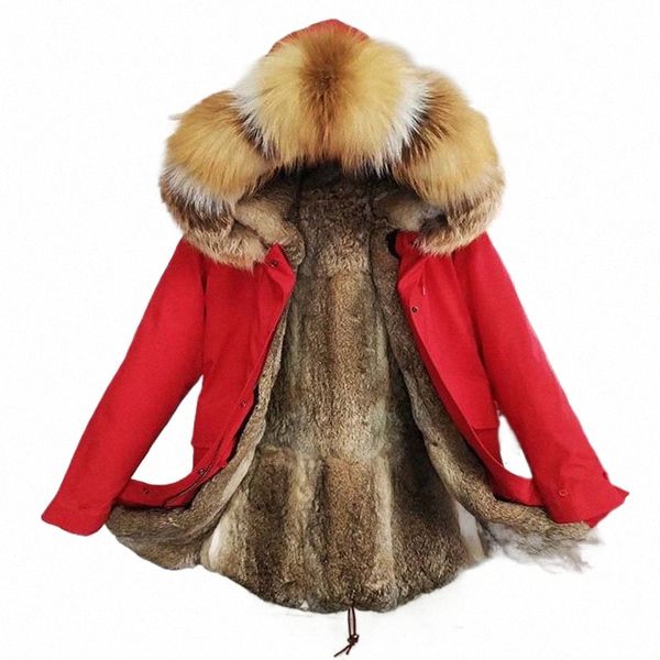 2022 Nuevos Mens Winter Outwear Chaqueta clásica Real Fox Cuello de piel de conejo Forrado Parka con capucha Invierno para hombre Outwear Alta calidad E3G0 #