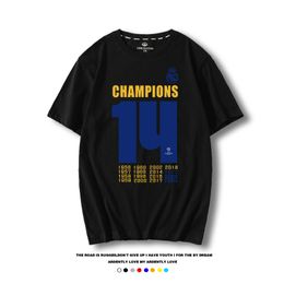 2022 Nouveaux Hommes Femmes Designers T-shirt Mode Hommes S Casual Classic Europe Champions Coupe du Real Madrid 14-Couronne Commémorative Version Live T-shirt