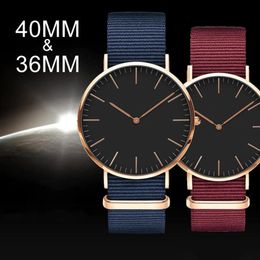 2022 NIEUWE MENS WORDEN WATCH DW QUARTZ Mode Casual horloges Daniels Nylon Strap Clock328m