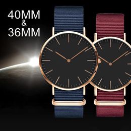 2022 NIEUWE HENS WORDEN WATCH DW QUARTZ Mode Casual horloges Daniels Nylon Strap Clock255V