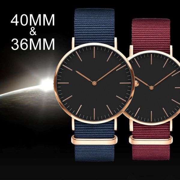 2022 New Mens Womens Watch DW Quartz Fashion Casual Watches Daniels Nylon Strap Clock 199G