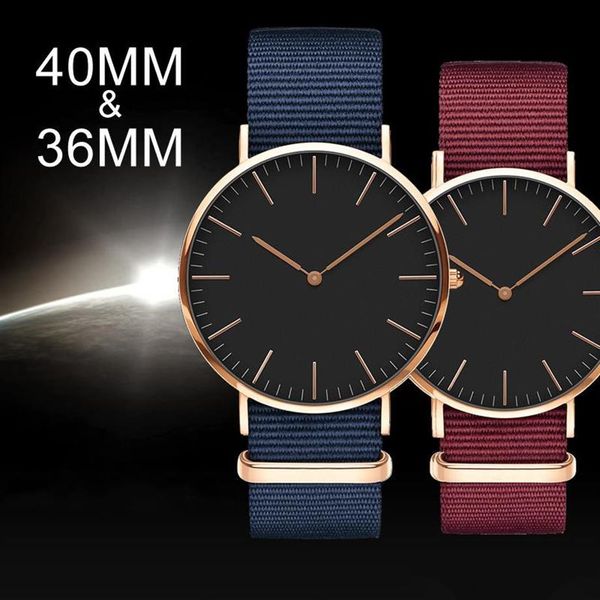 2022 Nuevo hombre para hombre Matriz DW Fashion Relojes casuales Daniels Strap Strap Clock328m