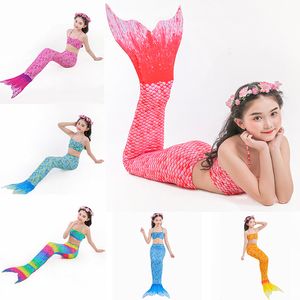 Maillot de bain deux pièces sirène fendu avec queue de poisson, ensemble trois pièces pour enfants, printemps chaud, Bikini pour filles, nouvelle collection 2022