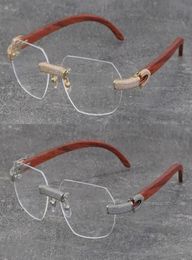 2022 Nuevo metal Madera sin borde 8 marcos de color Eyewear Juego de diamantes micropapedes Gafas Hombres Mujeres con decoración C alambre de oro 18k1441158