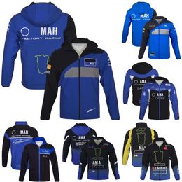 2022 Nieuwe Moto Factory Racing Team Hoodie Motorrit Blauw Warm Houden Jassen Zip Fleece Sportkleding Heren Winddichte Rits 2714