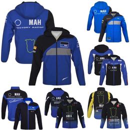 2022 Nieuwe Moto Factory Racing Team Hoodie Motorrit Blauw Warm Houden Jassen Zip Fleece Sportkleding Heren Winddichte Rits 274B