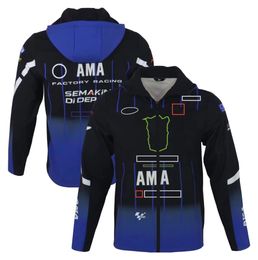 2022 Nieuwe Moto Factory Racing Team Hoodie Motorrit Blauw Warm Houden Jassen Zip Fleece Sportkleding Heren Winddichte Rits 293Z