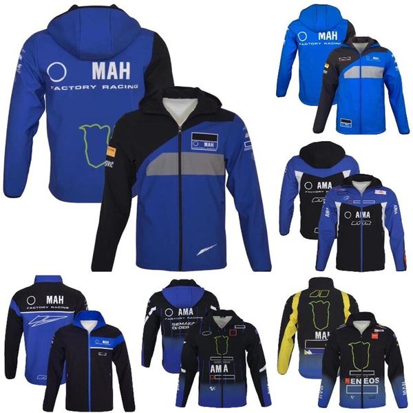 2022 New Moto Factory Racing Team Hoodie Moto Ride Bleu Garder Au Chaud Vestes Zip Polaire Sportswear Hommes Coupe-Vent Zipper 249E