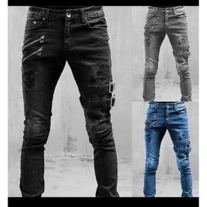 2022 NOUVELLE MOTOBYCLE Personnalisés Fashion Elastic Feet Jeans For Men Pantal