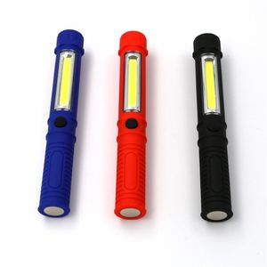 2022 Nieuwe multifunctionele COB LED Mini Pen Licht Werkinspectie LED Zaklamp Torch Lamp met de onderste magneet en clip zwart / rood / blauw