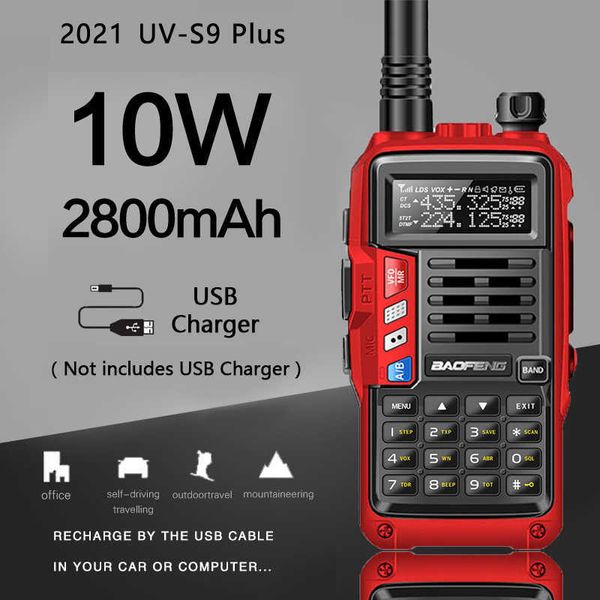 2022 nuevo NICE Original BaoFeng UV-S9 Plus 10W de largo alcance portátil potente Walkie Talkie CB Radio transceptor actualización 5R caza