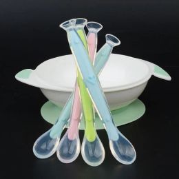 2022 new Old Cobbler Newborn Baby Products Silicone Feeding spoon Soft head With suction cup Set box Custom wholesaleZZ