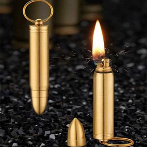 Briquet à Kerosene en cuivre pur, porte-clés à balles, meule, Portable, étanche, Gadget pour hommes, LKMI, nouveauté 2022