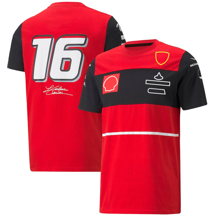 2022 Nieuw racepak F1 Custom T-shirt Rood met korte mouwen Team Uniform Rapel Quick-drogende top