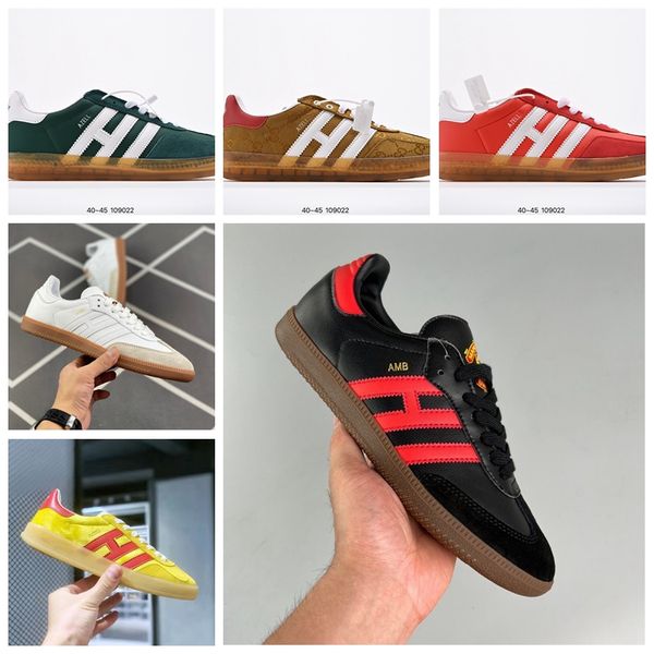 2022 nueva versión HAMBURG blanco negro azul verde sandalias rojo amarillo naranja hombres zapatillas de deporte de cuero y suela de goma zapatos casuales 36-45