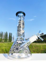 2022 Nieuw vrijgegeven 8 inch 20 cm gloed in het donkere Halloween Castle Bat Glass Water 14 mm Bowl Pipe Bong Hookah