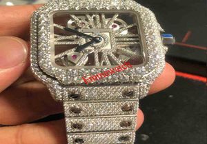 2022 NIEUW Skeleton Sier Moiss Anite Diamonds Watch Pass TT Quartz Beweging Top Kwaliteit mannen Luxe uit Sapphire Watch met Box Master9740889